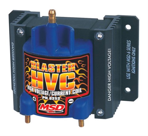 MSD Blaster HVC Ignition Coils 8252 Coil, HVC, E-Core, Square, Epoxy, Blue, 42,000 V, Each thumbnail 1