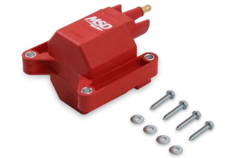 MSD Blaster TFI Coils 8227 Ignition Coil, Performance Replacement, E-Core, Square, Epoxy, Red, 44,000 V, Ford, TFI, Each thumbnail 1