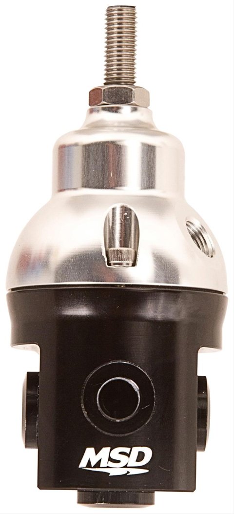 MSD Boost Adjustable Fuel Pressure Regulators 2938 Regulator, Adjustable, 15-90 psi, Inline, Return Style, Aluminum, Black/Clear Anodized