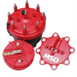 MSD Cap-A-Dapts 8420MSD Cap and Rotor, Cap-A-Dapt, Red, Male/HEI, Stainless Steel Terminals, Clamp-Down, Pro Billet, V8, Kit thumbnail 2