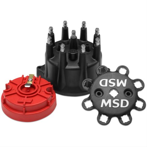 MSD Distributor Cap and Rotor Kits 84317 Kits, Male/HEI, Black Cap, Screw Down, Rotor, Stainless Contact Terminal, MSD, Pro-Billet Small Diameter, Magnetic, V8, Kit thumbnail 1