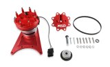 MSD Pro-Billet Front Drive Distributors 85201 Distributor, Drive, Hall Effect, Mechanical, Belt Driven, Male HEI Cap, Billet Aluminum, Red Anodized/Natural, Chevy, Big Block, Each thumbnail 4