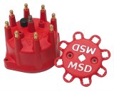 MSD Replacement Distributor Caps 8431 Cap, Male/HEI-Style, Red, Screw-Down, Pro-Billet, Small Diameter, V8, Each thumbnail 1