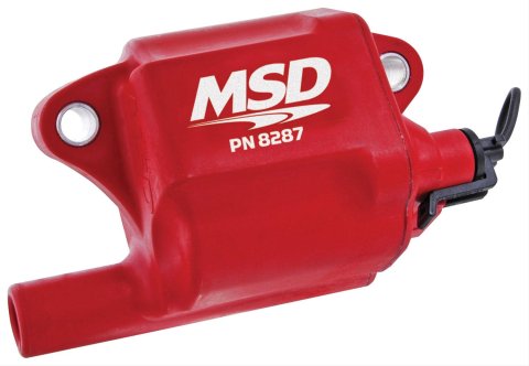 MSD Pro Power Coils 8287 Ignition Coil, MSC II Coil Pack, Epoxy, Square, Red, GM LS2/LS7, Each