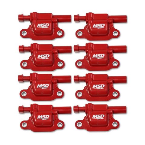 MSD Blaster OEM Replacement Coils 82668 Ignition Coil, OEM, Coil Pack, Epoxy, Female/Socket, Red, Square, Cadillac, Chevrolet, GMC, Set of 8 thumbnail 2