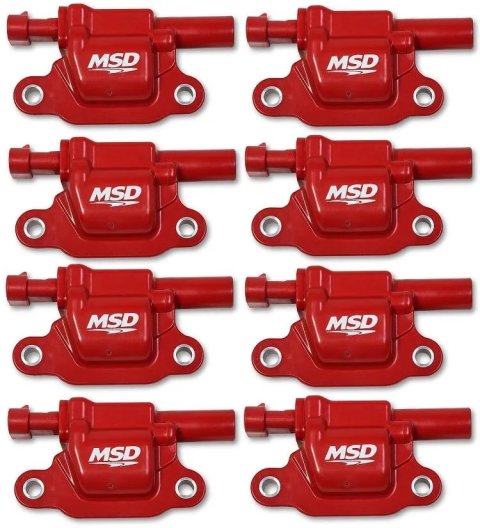 MSD Blaster OEM Replacement Coils 82668 Ignition Coil, OEM, Coil Pack, Epoxy, Female/Socket, Red, Square, Cadillac, Chevrolet, GMC, Set of 8 thumbnail 3