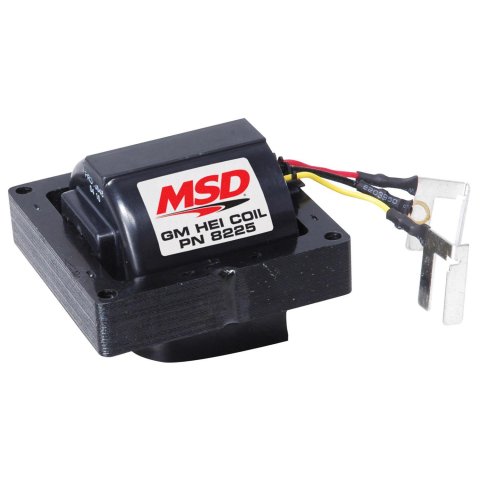 MSD HEI Coils 8225 Ignition Coil, Blaster Performance Replacement, E-Core, Square, Epoxy, Black, 42,000 V, Cadillac, Buick, Chevy, Oldsmobile, Pontiac, Each thumbnail 1