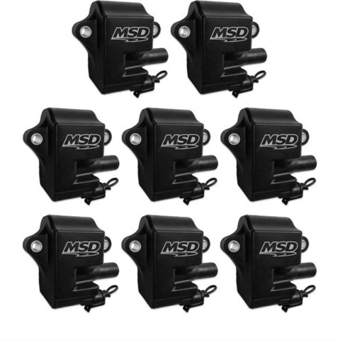 MSD Multiple Spark Coils and Coil Kits 828583 Ignition Coil, MSC II Pack, D580 Style, Epoxy, Square, Black, GM LS1/LS6, Set of 8 thumbnail 1