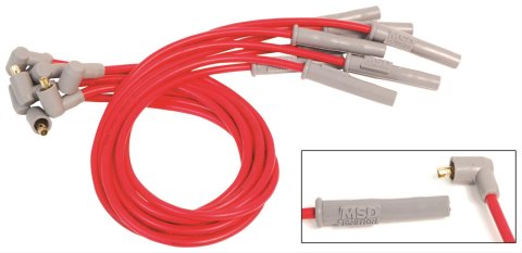 MSD 8.5mm Super Conductor Spark Plug Wire Sets 31389 Wires, Conductor, Spiral Core, 8.5mm, Red, Multi-Angle Boots, Ford, V8, Set