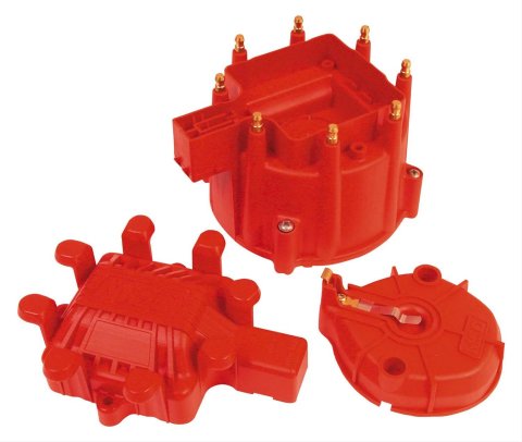 MSD Distributor Cap and Rotor Kits 84023 Rotor, Red, Male/HEI, Stainless Steel Terminals, Clamp-Down, GM, Checker, V8, Kit