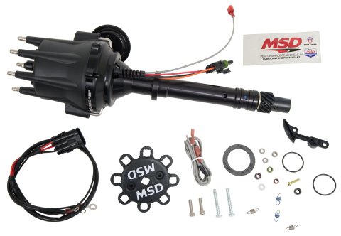MSD Pro-Billet Ready-to-Run Distributors 83603 Distributor, Ready-To-Run, Male/HEI, Vacuum and Mechanical, Black, Chevy, Small Block, Big Block, Each