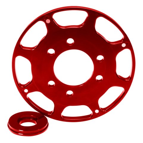 MSD Replacement Crank Trigger Wheels 8611 Trigger, Wheel, Aluminum, Red Anodized, Chevy, Small Block, Each