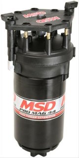 MSD Pro Mag 44 Magnetos 81303 Magnetos, 44, Generator Only with A Clockwise Rotation, 44.0 amp Output, Male/HEI, Black Aluminum Housing, 5.00 in. Cap Diameter, Each thumbnail 1