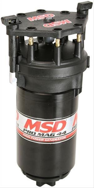 MSD Pro Mag 44 Magnetos 81303 Magnetos, 44, Generator Only with A Clockwise Rotation, 44.0 amp Output, Male/HEI, Black Aluminum Housing, 5.00 in. Cap Diameter, Each
