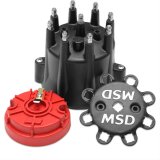 MSD Distributor Cap and Rotor Kits 84336 Kits, Male/HEI, Black Cap, Clamp Down, Rotor, Stainless Steel/Brass Contact Terminal, MSD, Billet, Pro-Billet, V8, Kit thumbnail 1