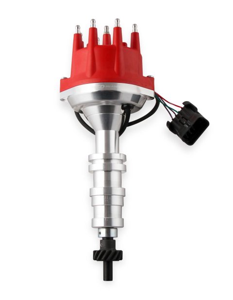 MSD Pro-Billet Dual Sync EFI Distributors 2380 Distributor, EFI, Hall Effect Trigger, Male/HEI, Standard Rotation, Red Cap, Billet Aluminum Housing, Natural, Ford, Each