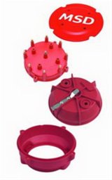 MSD Cap-A-Dapts 7445 Cap and Rotor, Red, Male/HEI, Stainless Steel Terminals, Clamp-Down, Pro-Billet, V8, Kit thumbnail 4