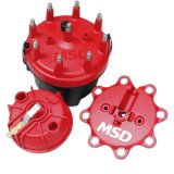 MSD Cap-A-Dapts 8445 Cap and Rotor, Red, Male/HEI, Stainless Steel Terminals, Clamp-Down, Billet, Pro Billet, Kit thumbnail 3