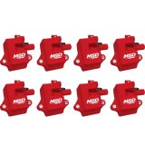 MSD Multiple Spark Coils and Coil Kits 82858 Ignition Coil, MSC II Pack, D580 Style, Epoxy, Square, Red, GM LS1/LS6, Set of 8 thumbnail 1