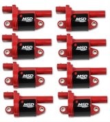 MSD Blaster OEM Replacement Coils 82688 Ignition Coil, OEM, Coil Pack, Epoxy, Female/Socket, Black/Red, Round, Cadillac, Chevrolet, GMC, Set of 8 thumbnail 1