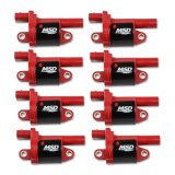 MSD Blaster OEM Replacement Coils 82688 Ignition Coil, OEM, Coil Pack, Epoxy, Female/Socket, Black/Red, Round, Cadillac, Chevrolet, GMC, Set of 8 thumbnail 2
