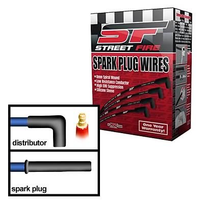 MSD Street Fire Spark Plug Wire Sets 5575 Sets, Fire, Assembled, Spiral Core, Black, 8.00mm Diameter, Chevrolet, 5.7L LT, Set thumbnail 2