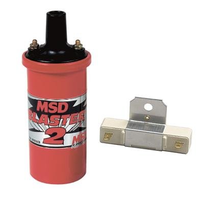 MSD Blaster 2 Ignition Coils 8203 Coil, 2, Canister, Round, Oil Filled, Red, 45,000 V, Each thumbnail 1