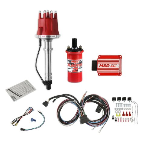 MSD Pro-Billet Ignition Bundles 85551K System Combo Kits, Pro-Billet, Bundle, with Distributor, Coil, Box, Chevy, Kit thumbnail 1