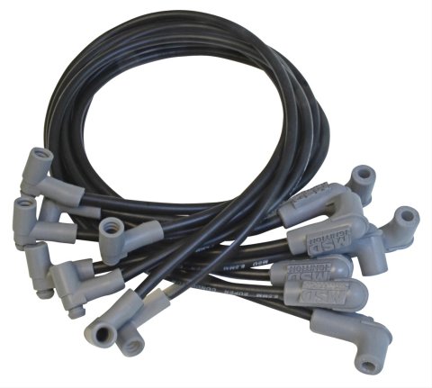MSD 8.5mm Super Conductor Spark Plug Wire Sets 35653 Wires, Conductor, Spiral Core, 8.5mm, Black, 90 Degree Boots, Chevy, V8, Set