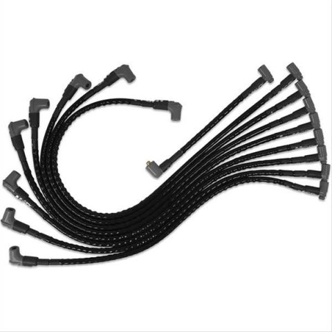 MSD Race Tailored Super Conductor Sleeved Spark Plug Wire Sets 35591 Sets, Sleeved, Assembled, Spiral Core, Black Wire, Gray Boots, Male/HEI, 8.50mm, Chevy, Small Block, Set