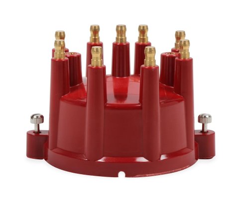 MSD Replacement Distributor Caps 84319 Cap, Red, Male/HEI, Stainless Steel Terminals, Screw Down, Billet, Pro Billet, V8, Each