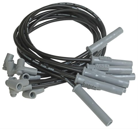 MSD 8.5mm Super Conductor Spark Plug Wire Sets 31363 Wires, Conductor, Spiral Core, 8.5mm, Black, 180 Degree Boots, Chevy, GMC, 454, Set
