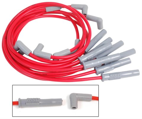 MSD 8.5mm Super Conductor Spark Plug Wire Sets 31329 Wires, Conductor, Spiral Core, 8.5mm, Red, Multi-Angle Boots, Ford, Small Block, 351W, V8, Set