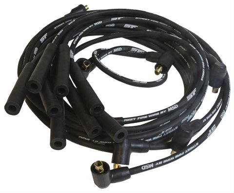 MSD Street Fire Spark Plug Wire Sets 5531 Wires, Fire, 8.0mm, Black, Straight Boots, Mopar, Big Block, Set