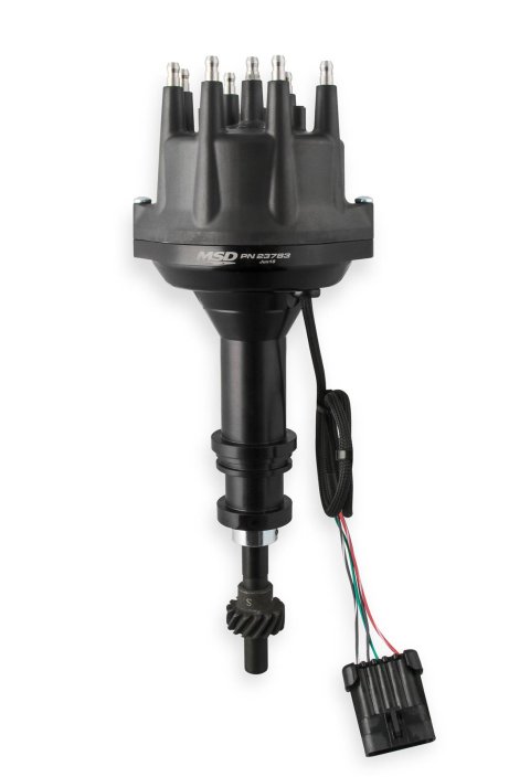 MSD Pro-Billet Dual Sync EFI Distributors 23783 Distributor, EFI, Hall Effect Trigger, Male/HEI, Standard Rotation, Black Cap, Billet Aluminum Housing, Black, Ford, Each