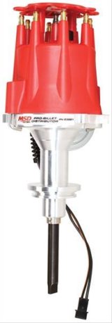 MSD Pro-Billet Distributors 83891 Distributors, Pro-Billet, Magnetic Trigger, Male/HEI, Vacuum and Mechanical Advance, Red Cap, Chrysler, 6.4L Mopar Hemi (Early), Each thumbnail 2