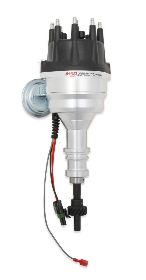 MSD Pro-Billet Ready-to-Run Distributors 83525 Distributor, Ready-to-Run, Magnetic Pickup, Vacuum Advance, Black Cap, Iron Gear, Ford, 289-302, Each