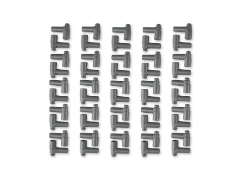 MSD Replacement Spark Plug Wire Terminals 34554 Boot, 90 Degree, Silicone, Gray, 8.5mm, GM HEI Nipple, Set of 50