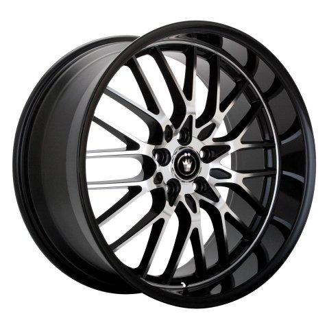 Konig Lace Gloss Black Wheels with Mirror Machine Faces LA78510355 Wheel, Lace, Aluminum, Black, 17 in. x 8.5 in., 5 x 4.5 in. Bolt Circle, 6.130 in. Backspace, Each