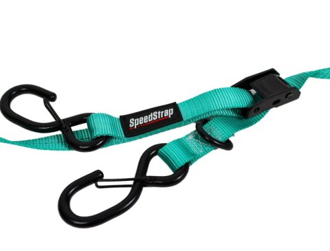 PRP Seats SpeedStrap Shreddy Camlock Tie-Downs SHRDY13808-2 Tie-Down Strap, SpeedStrap, Shreddy, Cambuckle, S-Hook, Retention Clip, Soft Tie, 1 in. Width, 10 ft. Length, 400 lbs. Working Load Rating, Teal, Pair thumbnail 1