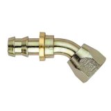 Aeroquip Socketless Hose Ends FBM1440 Fitting, End, AQP Socketless, 45 Degree, -8 AN Barb to Female -8 AN, Steel, Natural, Each thumbnail 1