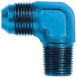 Aeroquip AN to NPT Adapter Fittings FBM2037 Fitting, Adapter, NPT, 90 Degree, Aluminum, Blue Anodized, -8 AN, 3/8 in. NPT, Each thumbnail 3