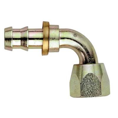 Aeroquip Socketless Hose Ends FBM1443 Fitting, End, AQP Socketless, 90 Degree, -8 AN Barb to Female -8 AN, Steel, Natural, Each