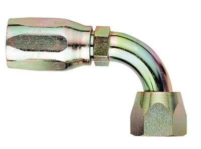 Aeroquip Reusable Hose Ends FBM1389 Fitting, End, AQP High Pressure, 90 Degree, -6 AN to 9/16 -18 in. Female Thread, Steel, Natural, Each thumbnail 1
