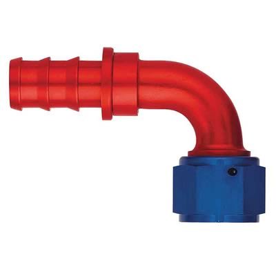 Aeroquip Socketless Hose Ends FBM1535 Fitting, End, AQP Socketless, 90 Degree, -12 AN Barb to Female -12 AN, Aluminum, Red/Blue, Each