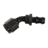 Aeroquip Socketless Hose Ends FBL1522 Fitting, End, AQP Socketless, 45 Degree, -6 AN Barb to Female -6 AN, Aluminum, Black Anodized, Each thumbnail 1