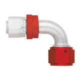 Aeroquip Crimp Hose Ends FBM4234 Fitting, End, AQP Hose, 90 Degree, -10 AN to Female -10 AN, Aluminum, Natural/Red, Each thumbnail 1