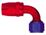 Aeroquip Reusable Hose Ends FBM4032 Fitting, End, AQP/StartLite Hose, 90 Degree, -6 AN to Female -6 AN, Aluminum, Red/Blue, Each thumbnail 1