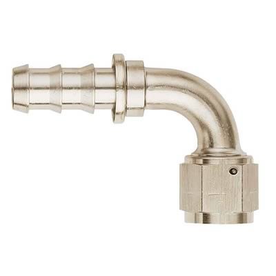 Aeroquip Socketless Hose Ends FCE1534 Fitting, End, AQP Socketless, 90 Degree, -10 AN to Female -10 AN, Aluminum, Nickel Plated, Each thumbnail 1