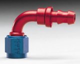 Aeroquip Socketless Hose Ends FBM1532 Fitting, End, AQP Socketless, 90 Degree, -6 AN Barb to Female -6 AN, Aluminum, Red/Blue, Each thumbnail 1
